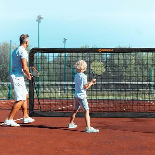 Tennis Rebound Practice Wall - 12ft x 6ft Rebounder Net for Tennis & Racquet Sports Ball & Pickleball, Training Tennis Backboard Net for Court Backyard and Indoor & Outdoor Training, Black