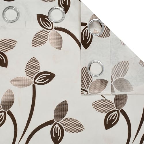 Image of Floral Printed Home Decor Curtains for Living Room, Bedroom Doors and Windows Panel, Parda, Eyelets Hanging, Coffee, 4 x 9 Feet, Pack of 2