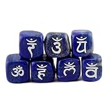AITELEI - Set di 7 pietre da lapislazzuli con pietra di palma incisa, simbolo chakra, pietra tascabile, per cristalli Wica, bilanciamento Reiki