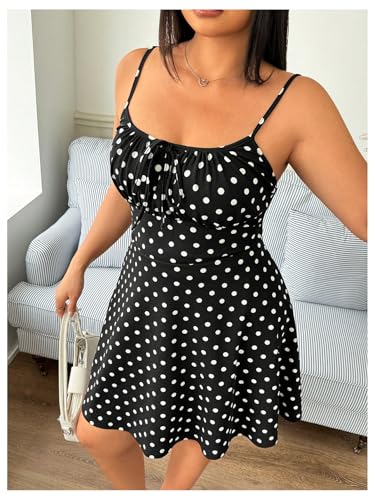 Image of BEAUDRM Women's Plus Size Floral Cami Dress Bow Tie Knot Sleeveless A Line Flared Dresses