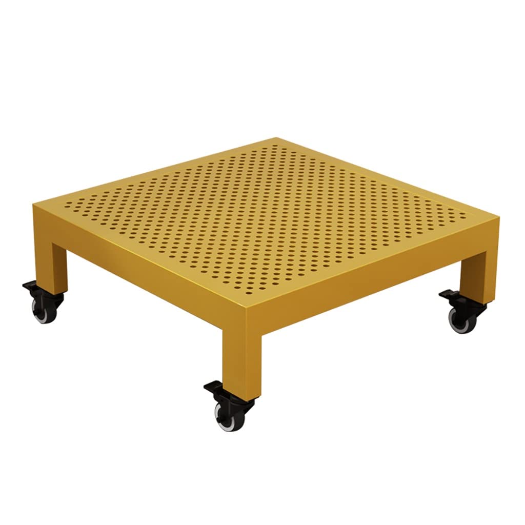 CXVHsertWR rolling plant caddy, Plant Stand Metal Planter Caddy Heavy Duty with Locking Wheels(Gold,40cm)