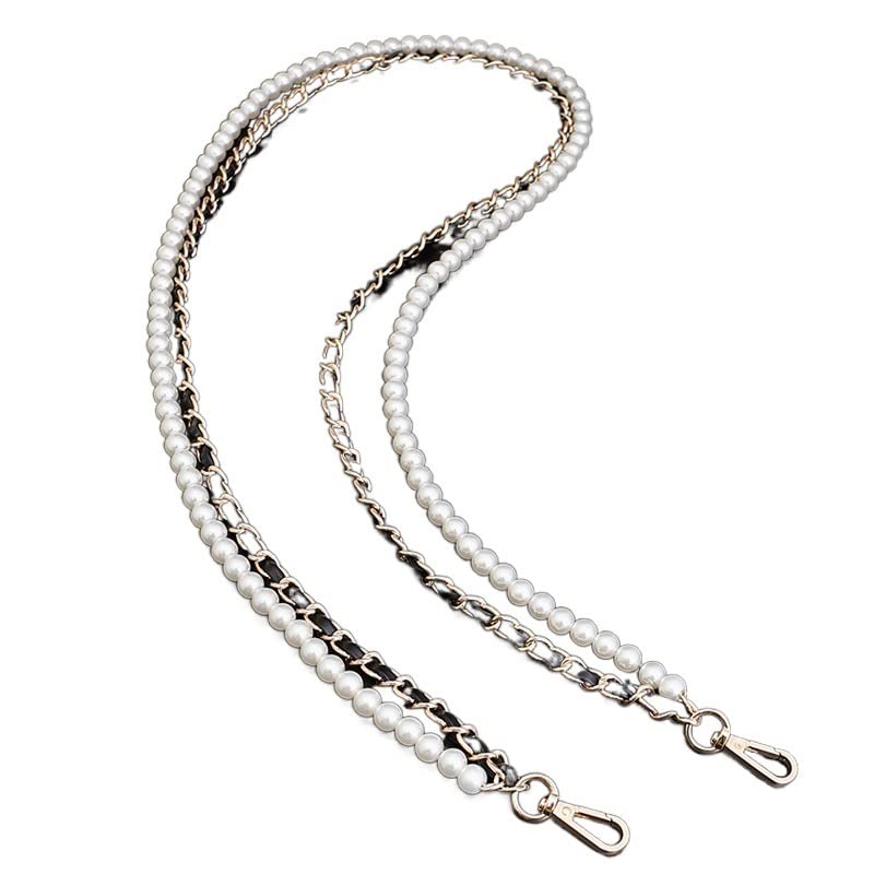 Łańcuszek do torebki，Pasek do torebki, 40-120cm perłowy łańcuszek pasek moda damska pasek do torby na łańcuszek do torby Crossbody pasek perłowy metalowy łańcuszek do torebek mini pasek do torebek(120