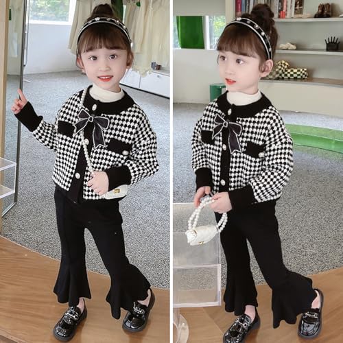Toddler Girls Cardigan Sweater Button Knit Sweater Kids Black Winter Coat Size 2-7T3