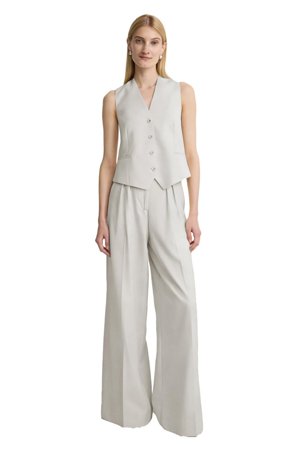 Conjunto de chaleco casual sin mangas para mujer, pantalones largos, trajes de verano elegantes para trajes de boda para mujer