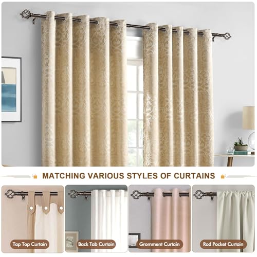 KAMANINA Curtain Rods for Windows 66 to 120 Inch, 3/4 Inch Bronze Curtain Rod 32 to 115 Inches (2.6-9.6ft) Splicing Adjustable Single Drapery Rod with Twisted Cage Finial - Thumbnail 6