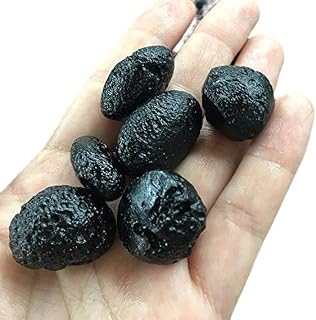 Unique Stones, Natural Stone Meteorite Black Tektite Specimen 6Pcs