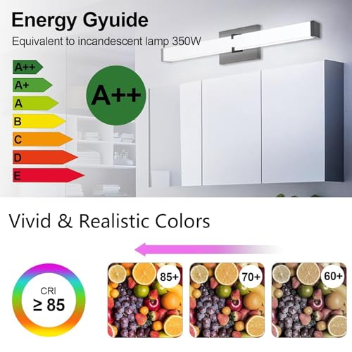 Image of LED Bathroom Vanity Light Cool White 5000K Black Modern Matte Bathroom Lighting Fixtures; 40 Inch IP44 40W Equivalent to Incandescent 350W for Over Mirror Vanity Light - ETL Listed (1 Pack)