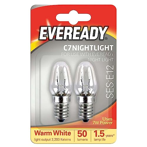 Eveready 10x 7W Night Light Pygmy Bulb (E12) Screw Cap, 7 W, Clear White