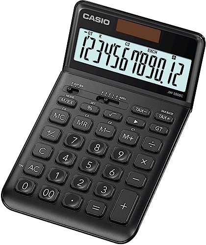 Casio JW-200SC-BK Desktop Calculator Black Solar Powered Battery Operated 109 x 11 x 184m