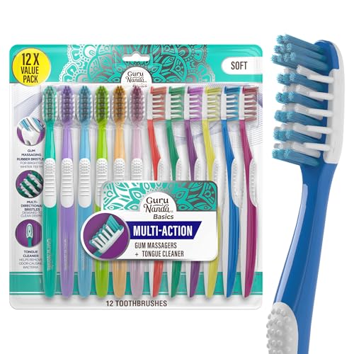GuruNanda Multi-Action Soft Toothbrushes for Sensitive Teeth & Gums, 12 ct by GuruNanda - Used condition - US$14.62
