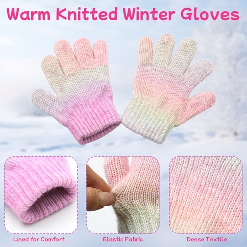 SK Studio Kids Winter Hat Gloves Scarf Set, Girls Toddler Winter Beanie Hat with Pom Knit Neck Warmer Gloves Fleece Lined Set3