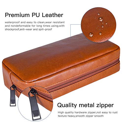 Pu Leather Pencil Bag Pen Case, Large Capacity Stationery Pouch Pencil Holder Desk Organizer, Portable Pencils Pens Pouch For Electronic Organizer And Office Supplies (Brown) #TOP2