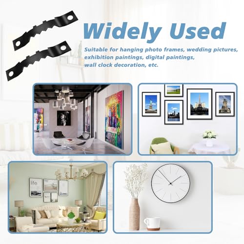 Image of Sawtooth Picture Hangers Heavy Duty, 50 Pack Sawtooth Picture Frame Hardware with Screw, Picture Hanging Solutions for Hanging Paintings, Photos, Artwork, Clock (Black)