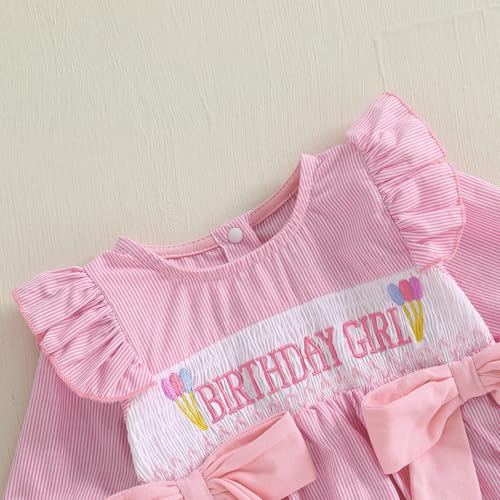 Baby Girl First/Half Birthday Outfit Letter Print Flying Sleeve Bubble Romper Cute Bodysuit 1st Birthday Girl Outfit2