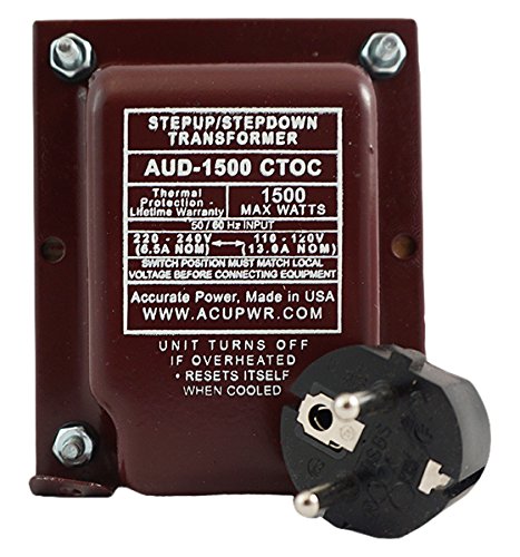 Acupwr Aud-1500 Step Up/Step Down Transformer, 110-120V To 220-240V, 1500W (700153961059)