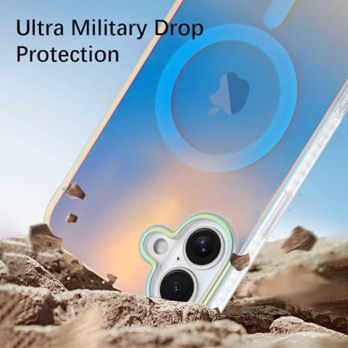 Image of AIGOMARA Magnetic for iPhone 17 Case, [Compatible with Magsafe] [Fluorescent Iridescent Color] Slim Shockproof Translucent Matte Protective iPhone Case for Women Girls 6.3 Inch
