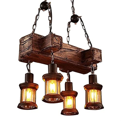 Lampe de bar îlot de cuisine style industriel en verre suspendu 4 lumières