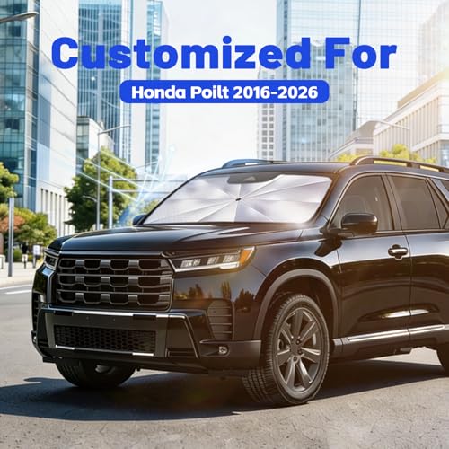 Image of Car Windshield Sun Shade for Honda Pilot 2016-2026 -[Reflective Coated Fabric] Sunshade Umbrella for Front Window, Car Shades Sun Visor Keep Car Cool and Protects Interior, 1:1 Exact Fit