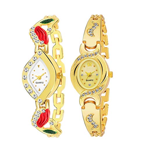 RPS FASHION WITH DEVICE OF R R P S Fashion Luxury Collection Analogue White Dial Women’s & Girl’s Watch (Pack of 2, White Dial Gold Colored Strap)