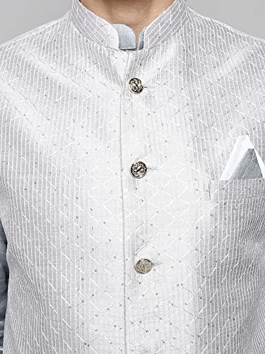 Image of Uri and MacKenzie Men's Silk Blend Kurta Churidar Pyjama with Stylish Nehru Jacket