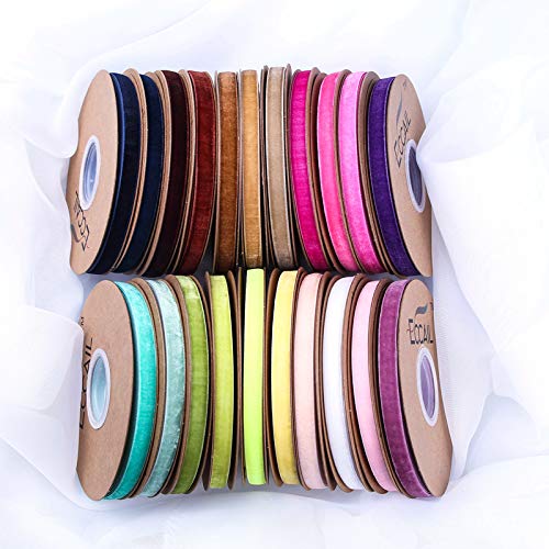 Velvet Ribbon for Crafts 20 Yard, 3/8, 5/8, 1 Inch Widths, Multicolour (Dark Magenta, 25mm) - Image 4