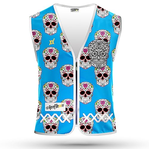 REEFLEXX Chaleco de ciclismo para mujer - Elegante chaleco reflectante con colores llamativos y fuertes reflectores - Mayor visibilidad en el tráfico por carretera., Blue Catrina, M-L
