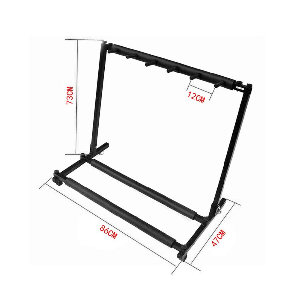 Gitarrenständer Schwarz Multi Gitarrenständer 5 Halter Faltbar Universal Display Rack Tragbar Schwarz für Klassische Akustik, Elektro, Bass Gitarre