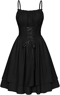 SCARLET DARKNESS Damen Viktorianische Corsagenkleid Spaghetti Hohe Taille Knielang Kleid