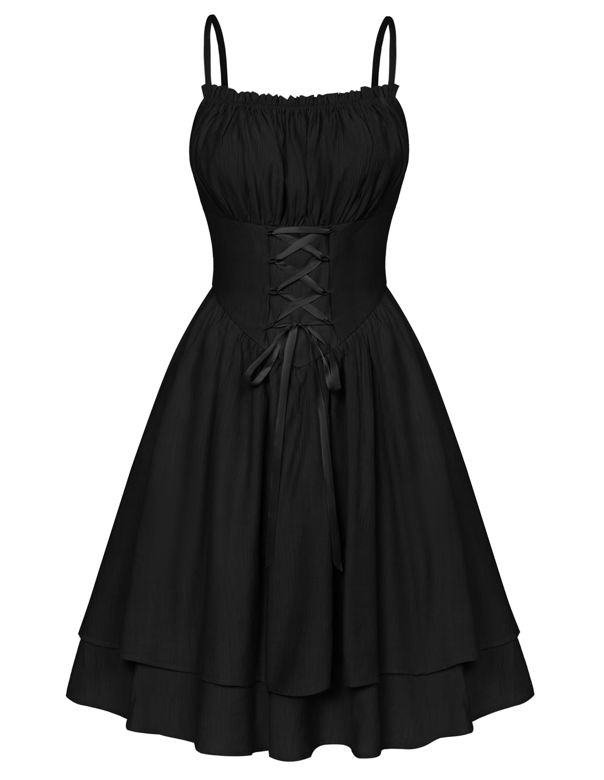 SCARLET DARKNESS Damen Viktorianische Corsagenkleid Spaghetti Hohe Taille Knielang Kleid