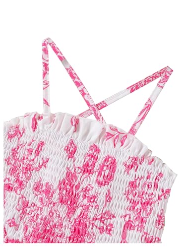 WDIRARA Toddler Girl's Floral Smocked Cami Dress Layered Ruffle Midi Swing Dresses3