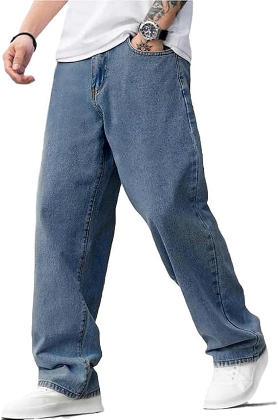 Image of Baggy Jeans for Men Y2K Streetwear Vintage Wide Leg Loose Fit Denim Pants Hip Hop Skater Carpenter Jeans