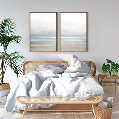 Gardenia Art Framed Coastal Beach Canvas Wall Art Decor Abstract Ocean Landscape Painting Prints Modern Artwork for Living Room Bathroom Bedroom Home Decoration Ready to Hang 16"x24" - Image 5