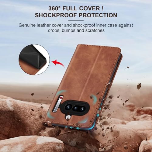 Image of Jasonyu Flip Wallet Case for Nothing Phone 4a 5G,Brown