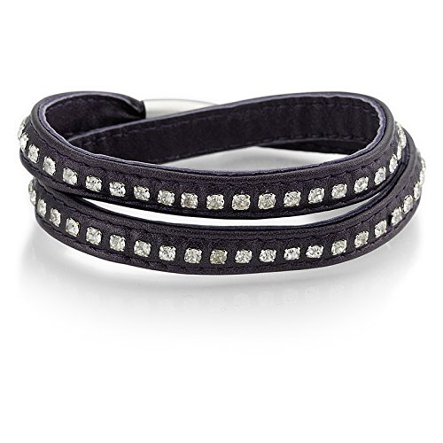 Preisvergleich Produktbild Gooix Damen-Armband Leder violett Zirkonia 414-00927