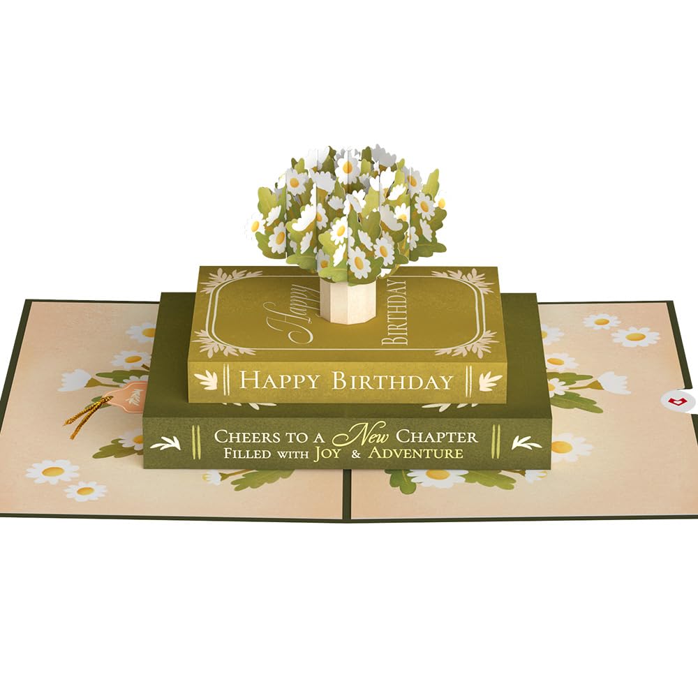 Lovepop Tarjeta desplegable de cumpleaños para ella y él, tarjetas de felicitación 3D para niños, niñas, hombres, mujeres, saludos a un nuevo capítulo, tarjeta de 5 x 7 pulgadas, tarjeta de notas en