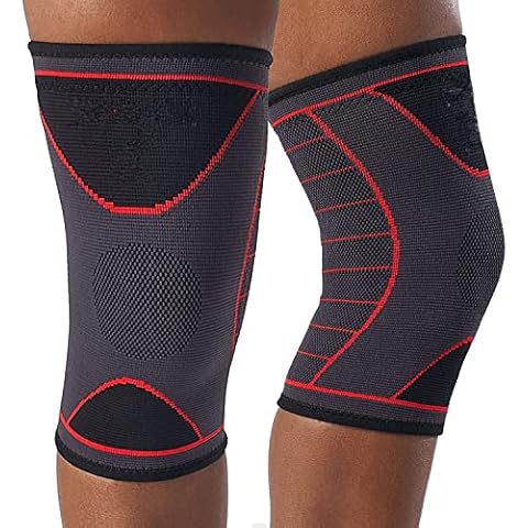 2 Knee Brace Set - Compression Sleeve 2 Pack for Men & Women - Comfortable & Secure Support Sleeves for Weightlifting, Fitness, Running, Sports & Weak Joints (Average) Cover