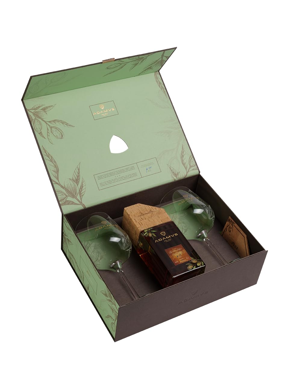 Caja de Regalo Adamus Ginebra Orgánica Signature Edition 2023-70cl | Incluye 2 Copas y 2 Bases de Corcho Natural