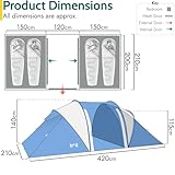 Trail Hartland 4 Man 2 Room Tent With Living Area and Awning, 3000mm Waterproof Rating, Tunnel Tent with Dark Zone Bedroom Technology, Family Camping, Bag Included (420cm x 210cm x 140/115cm) - Image 7