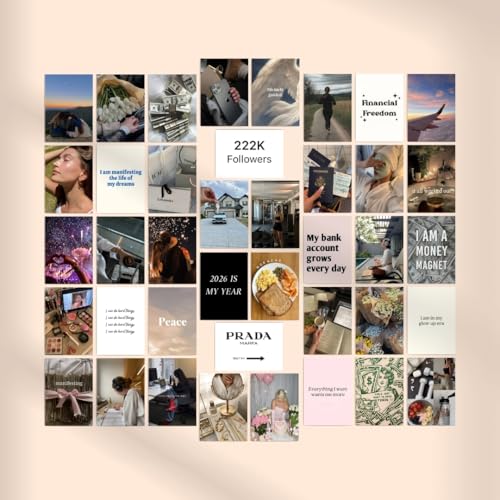 Image of Manifestation Poster | Vision Board 2026 Supplies (Set of 40) Vision Board for Manifestation Aesthetic | Life Goals Quotes Mini Posters (15 x 10 cm) Manifest Dream Life for Wall, Bedroom, Hostel