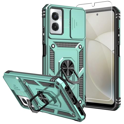 SKMY for Moto G Power 5G 2024 Case,with Screen Protectors and Camera Cover,[Military Grade] 16ft.Drop Tested Cover with Magnetic Kickstand Protective Case for Motorola G Power 5G 2024, Green