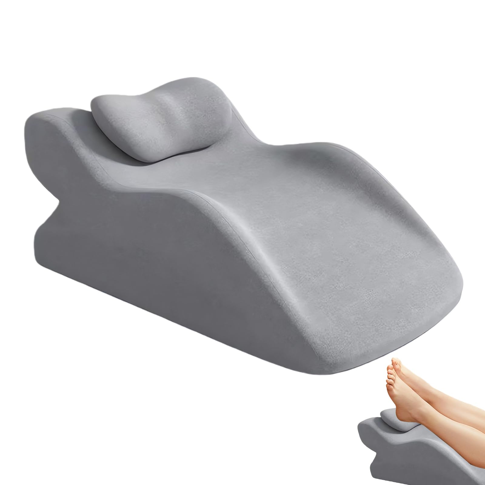 Cuscino venoso per gambe rialzate, cuscino a cuneo per dormire, cuscino gambe in memory foam, cuscino ergonomico comfort per ginocchia, gambe, caviglie, divano, letto (grigio)