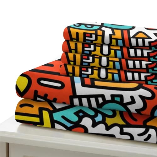Housse de couette alphabet IOFEER 200x200 parure lit microfibre ado