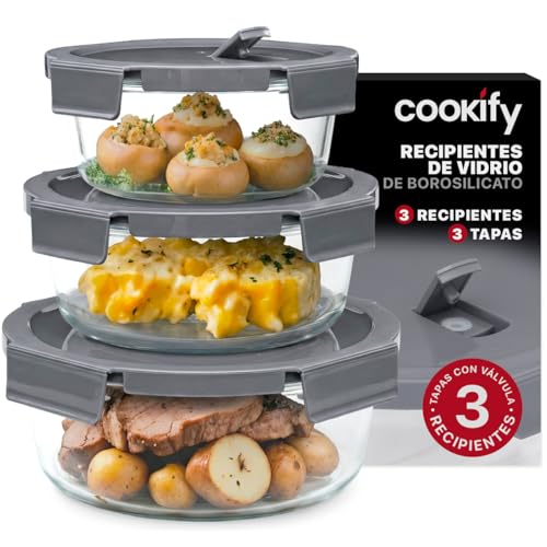 La Mejor Recopilación de Contenedores de Vidrio Con Tapa del mes. 46 Cookify Set Recipientes de Vidrio con Tapa Hermética, Sin BPA, Contenedores para Lunch, Refractarios Aptos Microondas, Horno, Congelador Meal Prep, Juego 3 Recipientes (6 piezas)