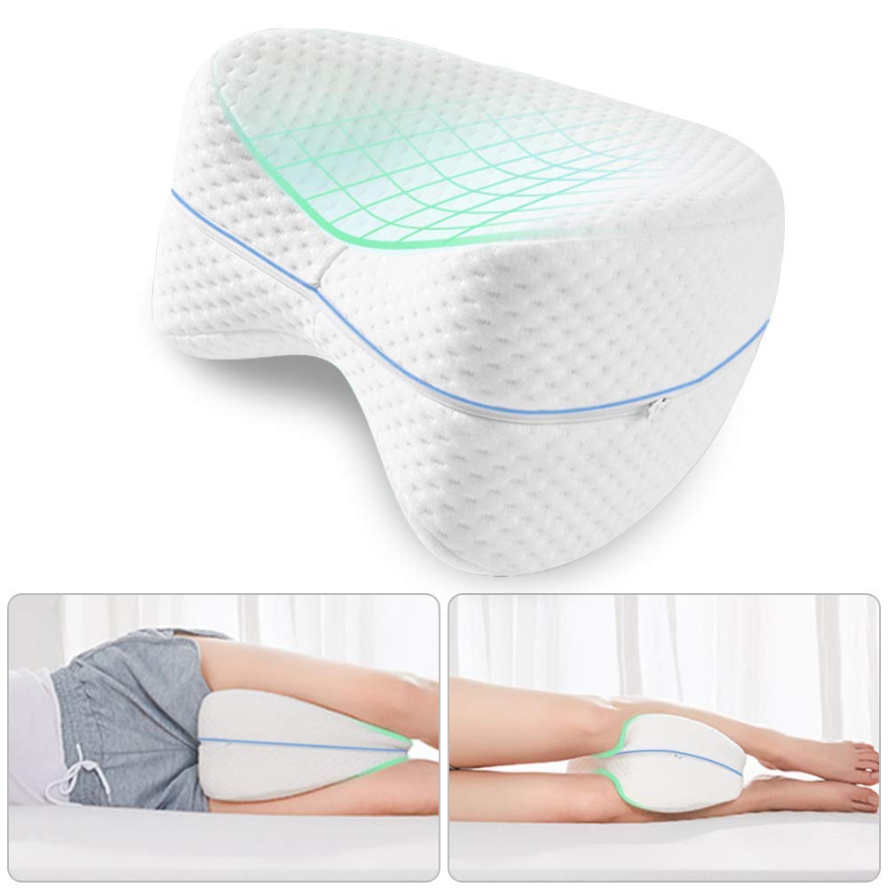 Knee Pillow for Side Sleepers, Orthopaedic Leg Pillow for Optimal Sleeping Posture, Ergonomic Positioning Pillow Made of Viscoelastic Memory Foam, Breathable and Washable Cover 23.5 x 9.5 cm-image-19