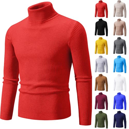 Cambkatl Men's Basic Solid Turtleneck Sweaters Slim Fit Long Sleeve Fall Winter Cable Knitted Pullover Baselayer Tops2