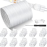 10 Pcs LED Strip Connectors 32.8ft RGB Extension Cable Wire Cord Kit Transparent Solderless Track Lighting Connector for Waterproof or Non Waterproof LED RGB Strip Light