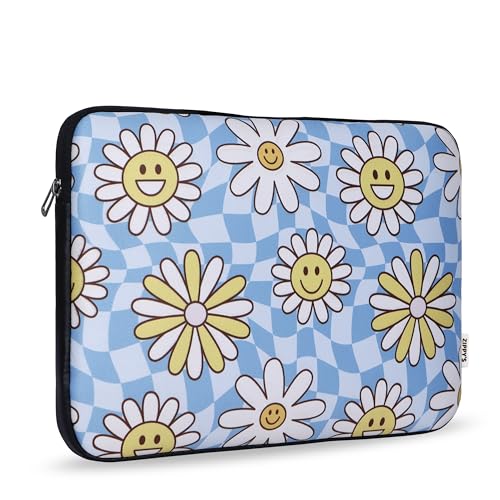 Zippy's Laptop Bag Sleeve 15.6 Inch Printed Case, Waterproof Shock-Resistant Slim Carrying Cover Compatible with Macbooks, Asus, Acer, Dell, Notebook & All 15.6 Inch Devices (Daisy Print,Duo)