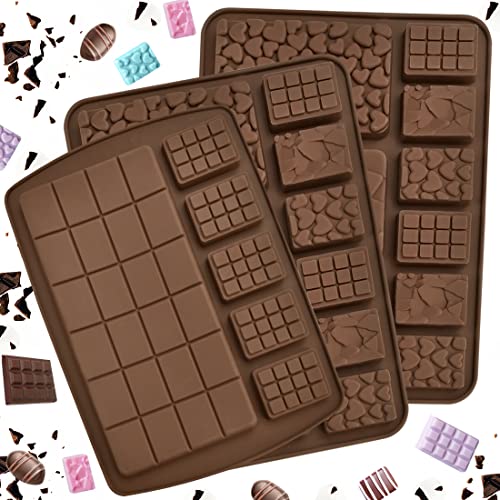 YAANBUNB 3 pcs Moldes de Bombones de Silicona Molde para Hacer Chocolate Molde Tableta Chocolate Silicona Antiadherente para Cubitos de Hielo Gelatina Caramelos para Fiestas Cumpleaños Bodas Cover