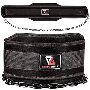 EURO BRIT Dip Belt with 36 Inches Heavy Duty Lifting Chain, Powerlifting Weight Belt for Pull Ups, Weight Training Workout Thick Neoprene Padded Dipping Belt with 40 Inches Long Chain.