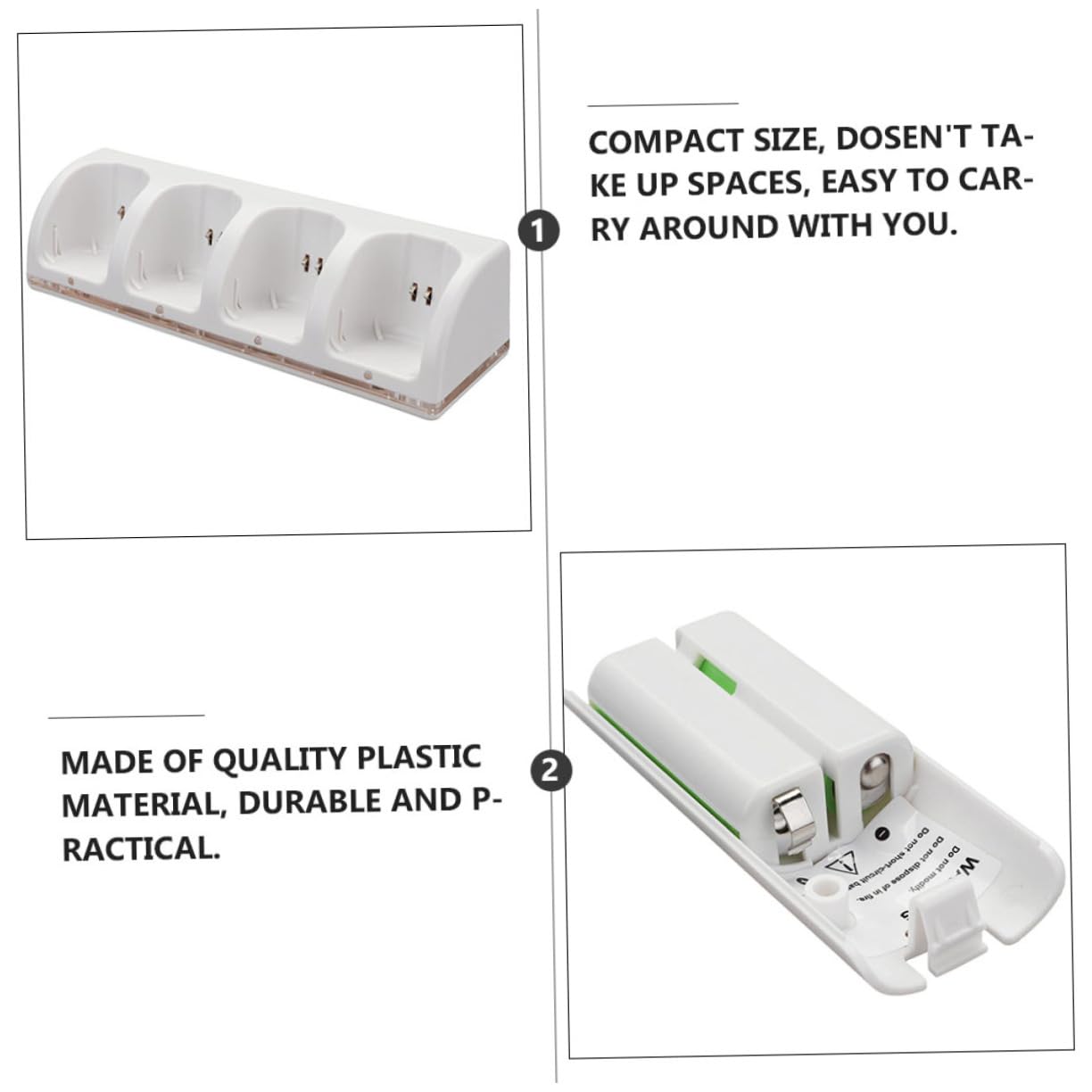 Adattatore per Pile Ricaricabili Slot Caricabatteria Intelligente Slot per Ricarica Batteria Realizzato in Materiale Plastico di Qualità Compatto e Facile da Trasportare